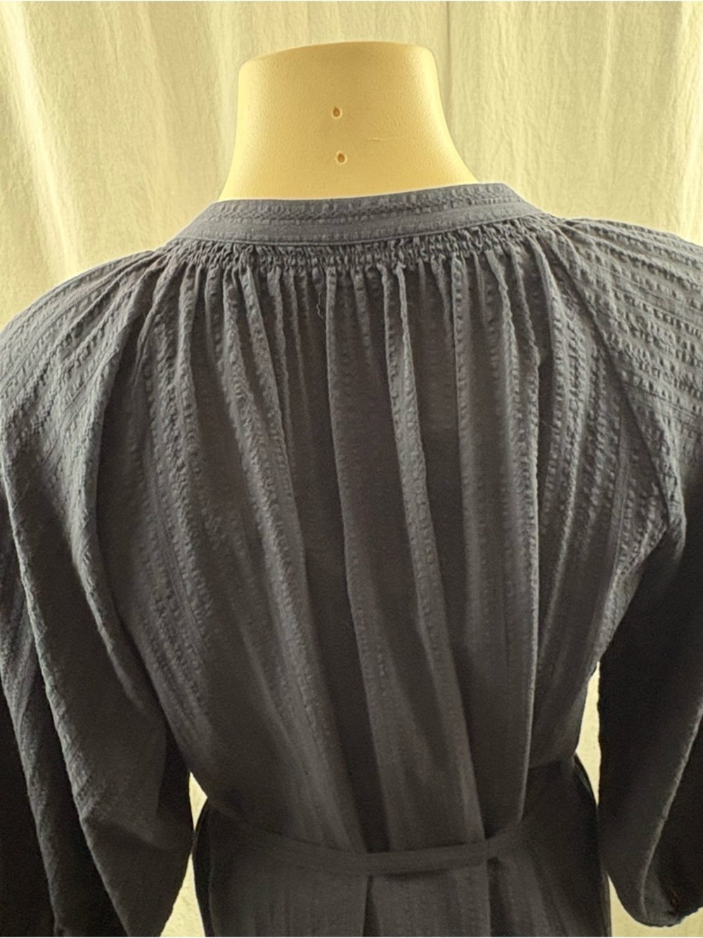 Uniqlo Navy Cotton Dobby Peasant Dress with 3/4 sleeves M - Picture 8 of 13